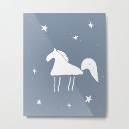 Cute horse Metal Print | Babyhorse, Horsebaby, Littlehorse, Blueandwhitehorse, Simplehorse, Bluehorse, Horsenursery, Nordichorse, Horsekids, Cutesimplehorse 