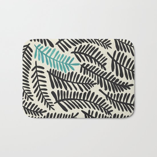 Black Fronds Bath Mat