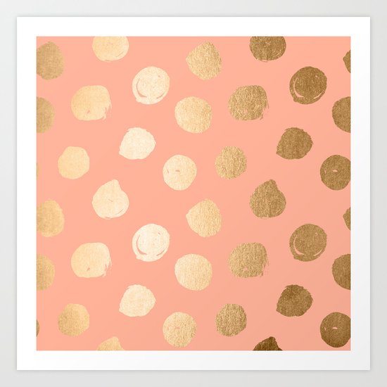 Sweet Life Polka Dots Peach Coral + Orange Sherbet Shimmer Art Print