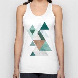 Geometric triangles with texture | Green, blue, grey and brown colored Tank Top