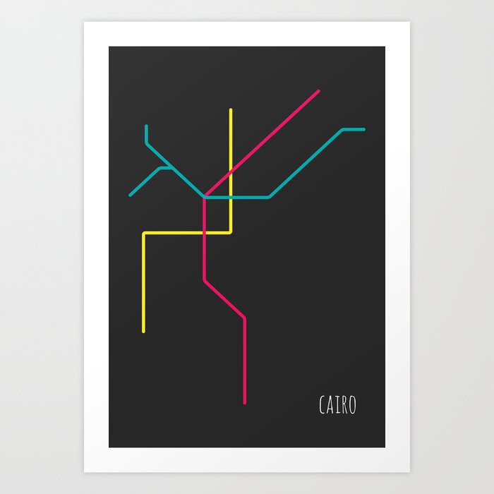 Cairo Metro Map Art Print By Live It Up Society6   Cairo Metro Map Prints 