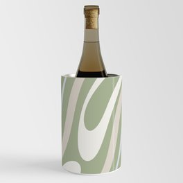 Wavy Loops Retro Abstract Pattern Sage Almond Grey Cream  Wine Chiller