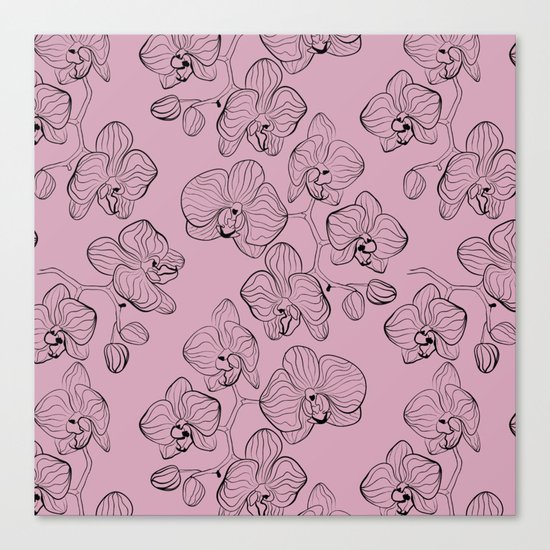 Retro . Orchid flowers on a pink background . Canvas Print