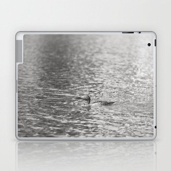 Black and White Loon in Lake Photography Laptop & iPad Skin