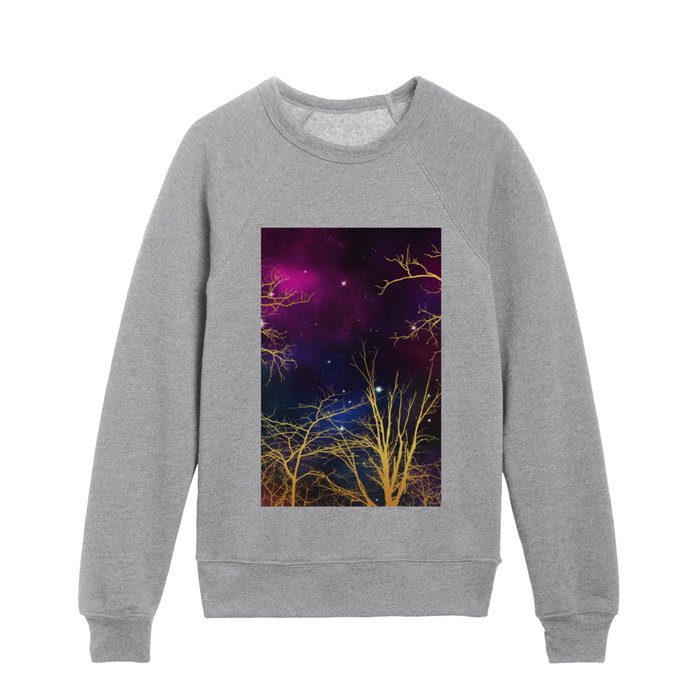 Golden Celestial Forest Texture 01 Kids Crewneck