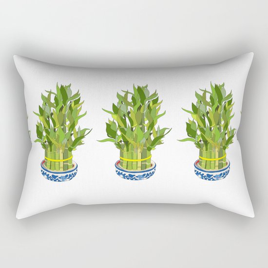 Lucky Bamboo in Porcelain Bowl Rectangular Pillow
