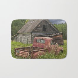 Old Chevy Pickup and Abandoned Farm House Bath Mat