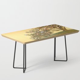 Camelia Petals Scattering Japanese Taisho Period 4 Panel Screen by Gyoshu Hayami  Coffee Table