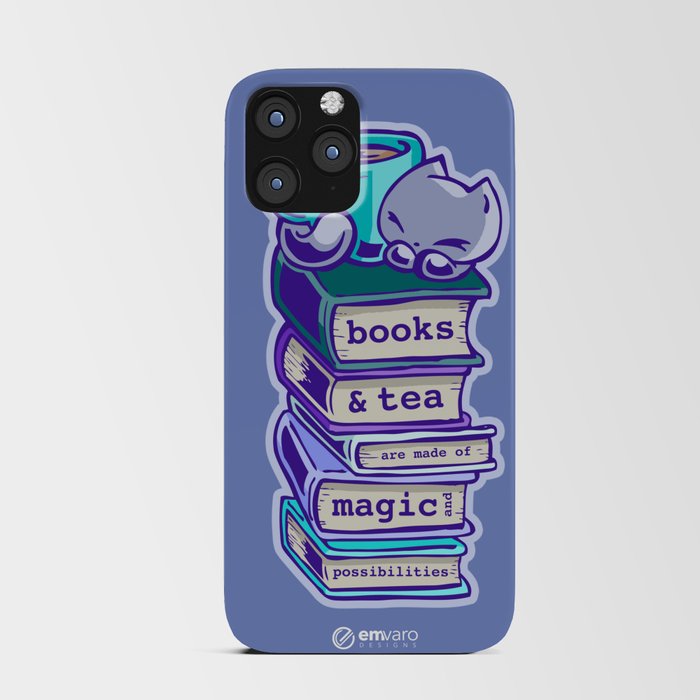 Cat Bookstack Tea iPhone Card Case