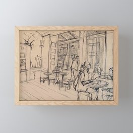 Matcha Line Sketch Framed Mini Art Print