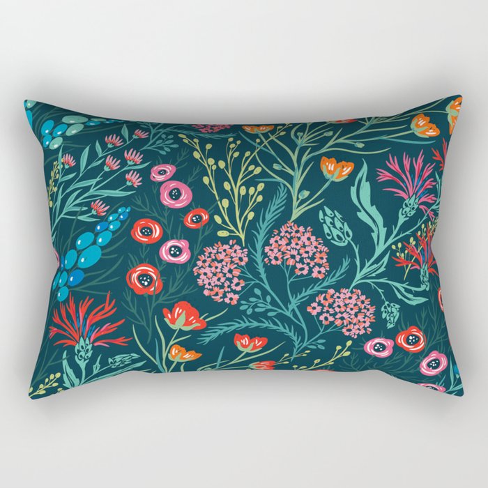 Dark Florals Rectangular Pillow