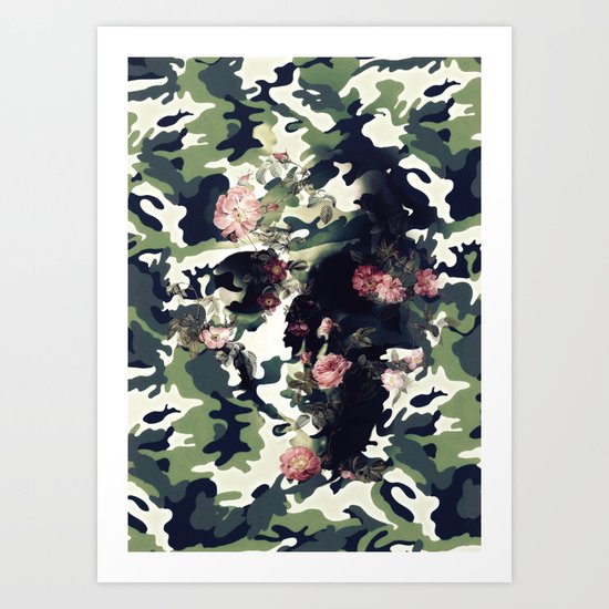 Camouflage Skull Art Print