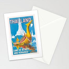 1950 Thailand Royal Barge Travel Poster Stationery Card