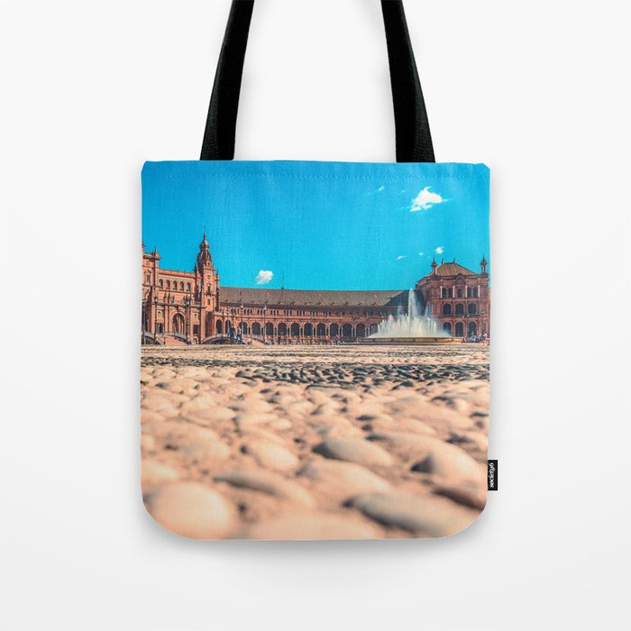 Spain Photography - Beautiful Plaza Under The Blue Sky Tote Bag