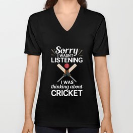 Cricket Game Player Ball Bat Coach Cricketer V Neck T Shirt
