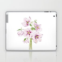 pink hellebores flower watercolor  Laptop Skin