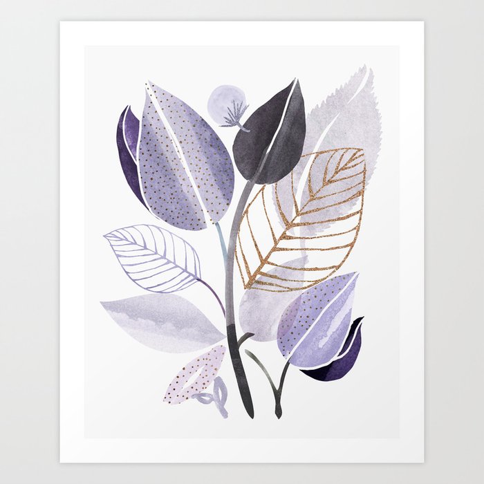 Modern Purple Watercolor Botanical Art Print