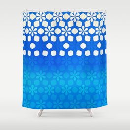 Bold Abstract Ombre Daisy Pattern White Blue Aqua Shower Curtain