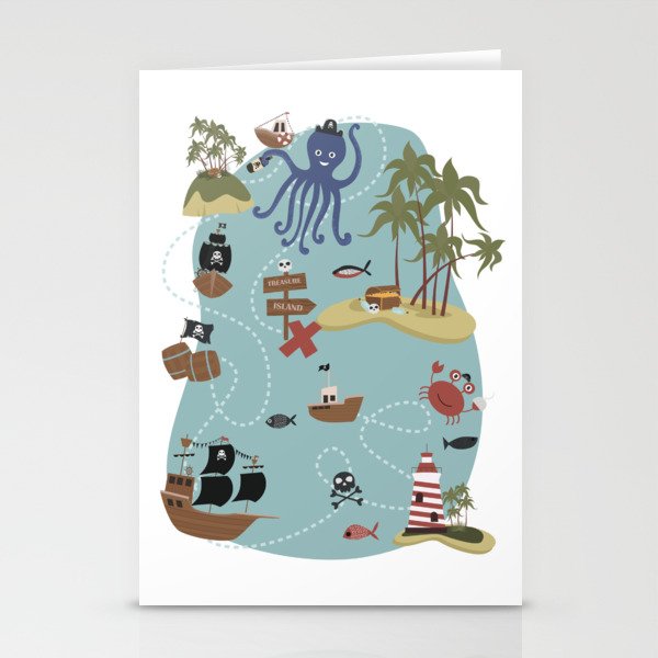 Pirate Treasure Map Stationery Cards