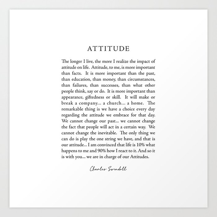 Charles Swindoll Quote, Attitude Art Print