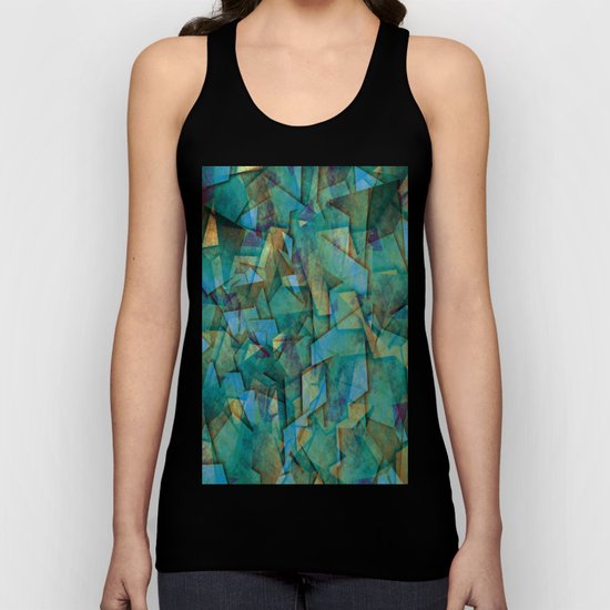Fragments In blue - Abstract, fragmented art in blue Unisex Tank Top