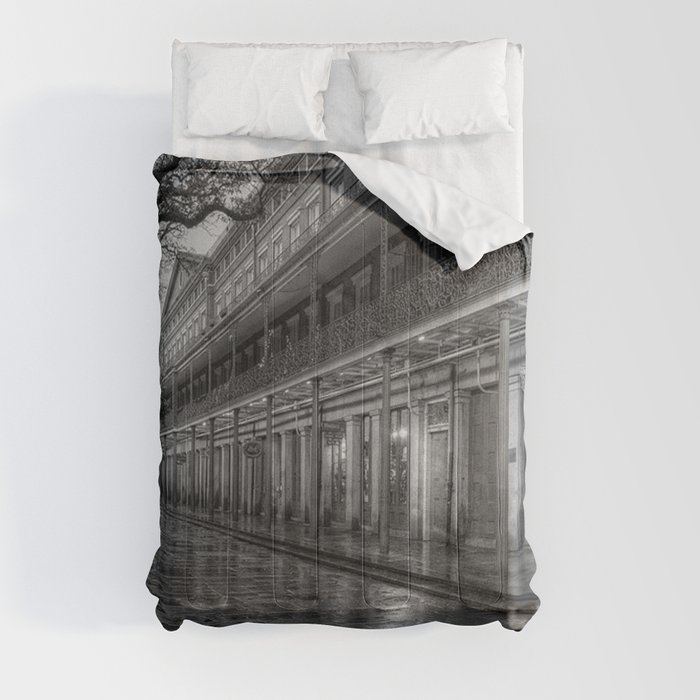 New Orleans, French Quarter, Jackson Square black and white photograph / black and white photography Comforter