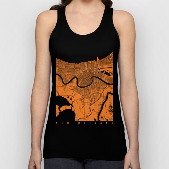 New Orleans map orange Unisex Tank Top