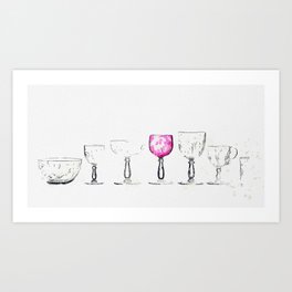 A CUT AND ENGRAVED GLASS SERVICE, BACCARAT CIRCA 1900. watercolor by Ahmet Asar Art Print