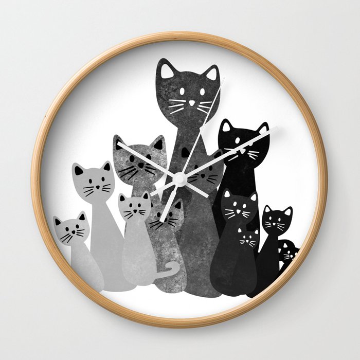 Black and White Cats Wall Clock