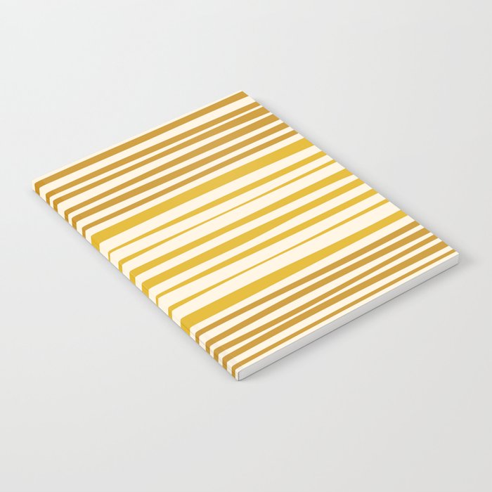 Natural Stripes Modern Minimalist Pattern Medium in Moroccan Mustard Ochre Cream  Notebook