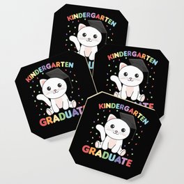 Kids Kindergarten Graduate Cat Graduation Coaster