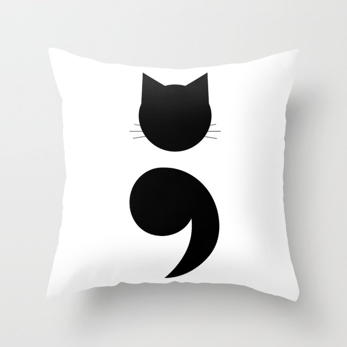 Cat Semicolon Throw Pillow