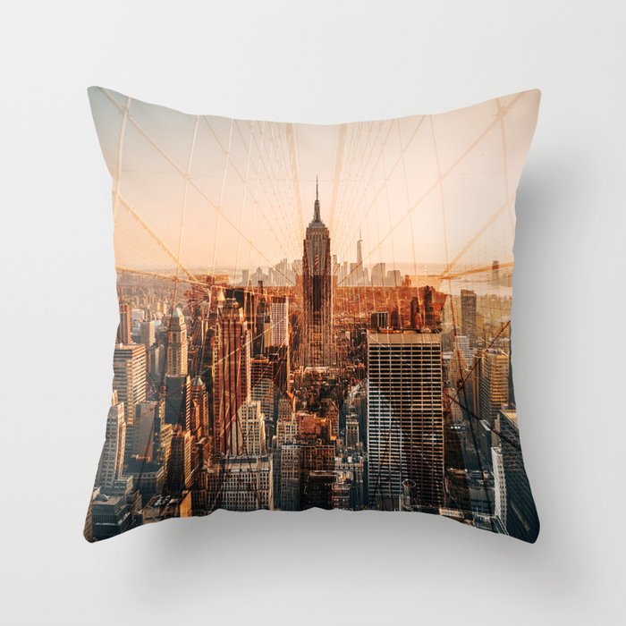 New York City double exposure Throw Pillow