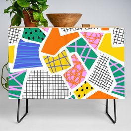 Abstract colorful collage shape print pattern Credenza