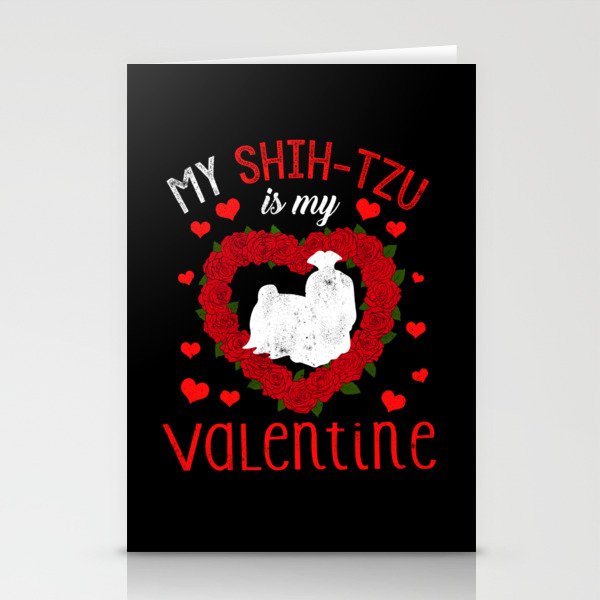 Dog Animal Hearts Day Shih-Tzu My Valentines Day Stationery Cards