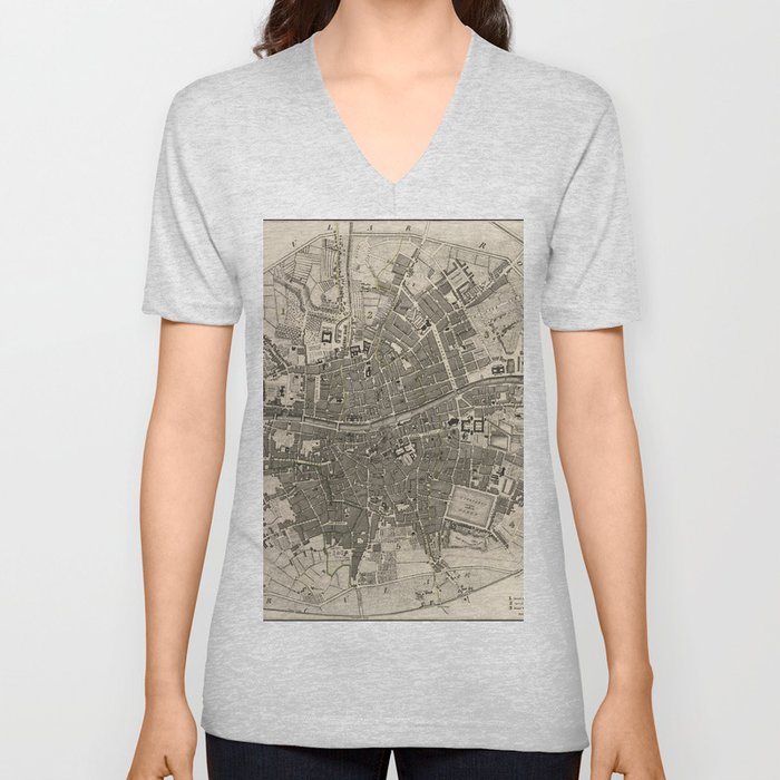 A plan of the city of Dublin - 1797 vintage pictorial map V Neck T Shirt