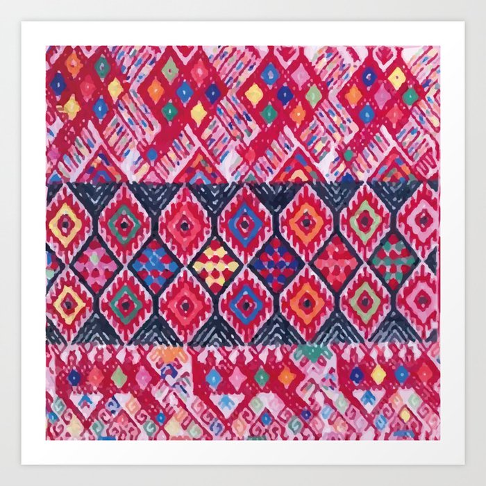 Chipas Pink Embroidered Fabric Art Print