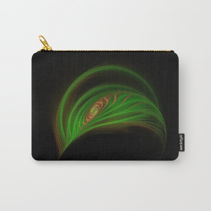Gold Green Peacock Feather Carry-All Pouch