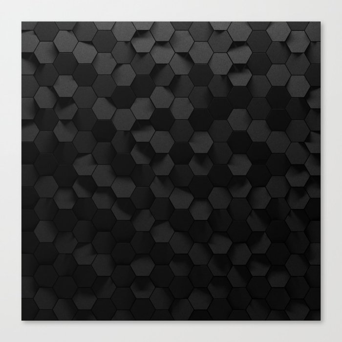 Black abstract hexagon pattern Canvas Print