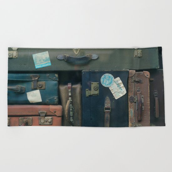 Stack of luggages Beach Towel
