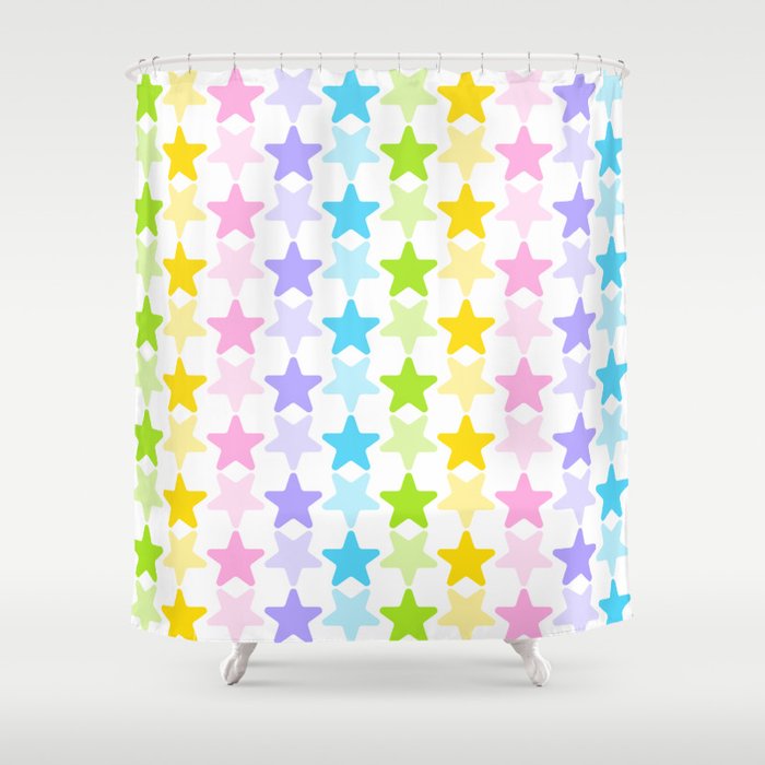 Retro Rainbow Stars Shower Curtain