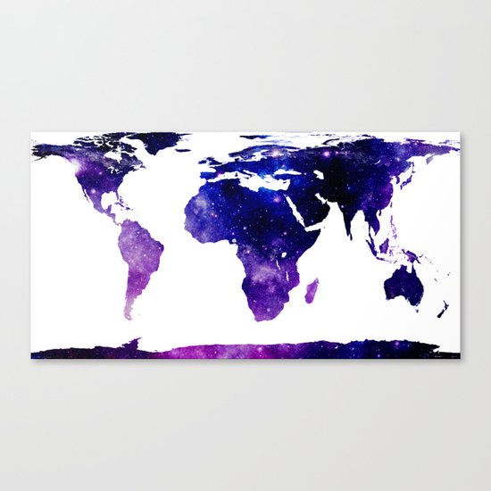 World Map Purple Blue Canvas Print