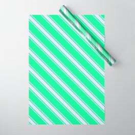 [ Thumbnail: Green & Lavender Colored Lined Pattern Wrapping Paper ]