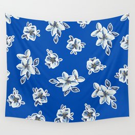 Blue Flowers Wall Tapestry
