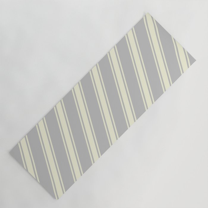 Grey and Beige Colored Lines/Stripes Pattern Yoga Mat