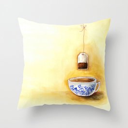 A cup of tea watercolor illustration Throw Pillow