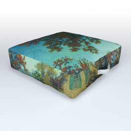 House Under Red Oaks landscape painting, circa 1925 by Maxfield Parrish Outdoor Floor Cushion