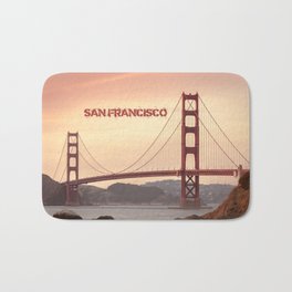 Golden Gate Bridge San Francisco With City Name Bath Mat | Suspension, Josephstrauss, California, Sausalito, Graphicdesign, San, View, Sanfran, Fortpoint, Pacific 