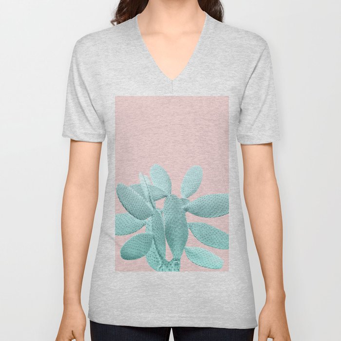 Blush Cacti Vibes #1 #plant #decor #art #society6 V Neck T Shirt