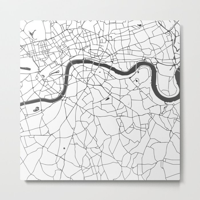 London White on Gray Street Map Metal Print